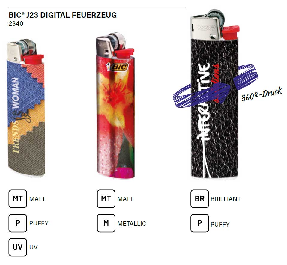 BIC®J23 Digital-Wrap Feuerzeug - Druckbeispiele
