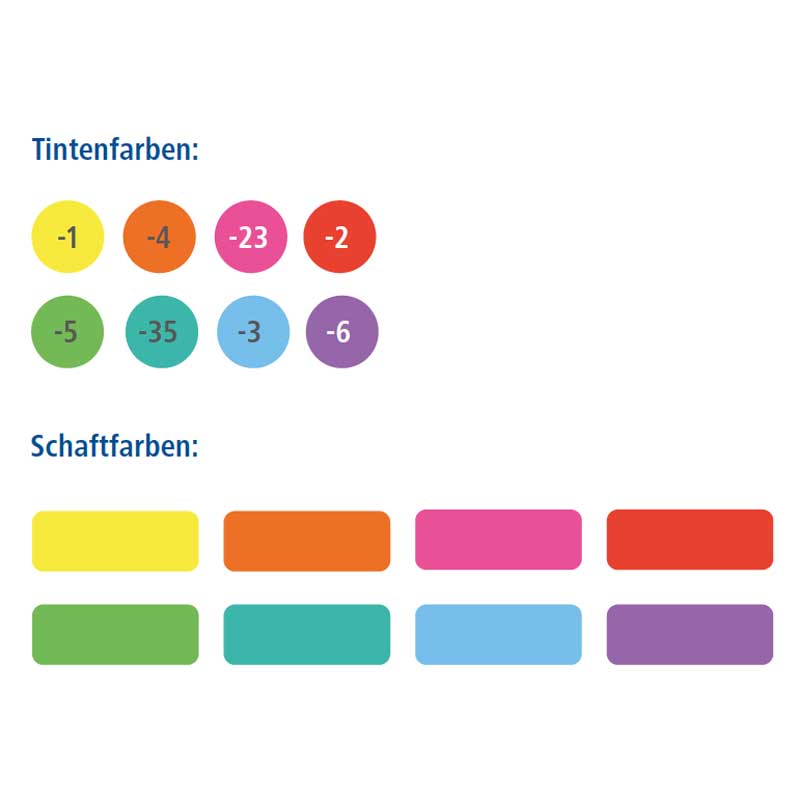 STAEDTLER Textsurfer classic - rainbow colours - Tintenfarbe und Schaftfarbe